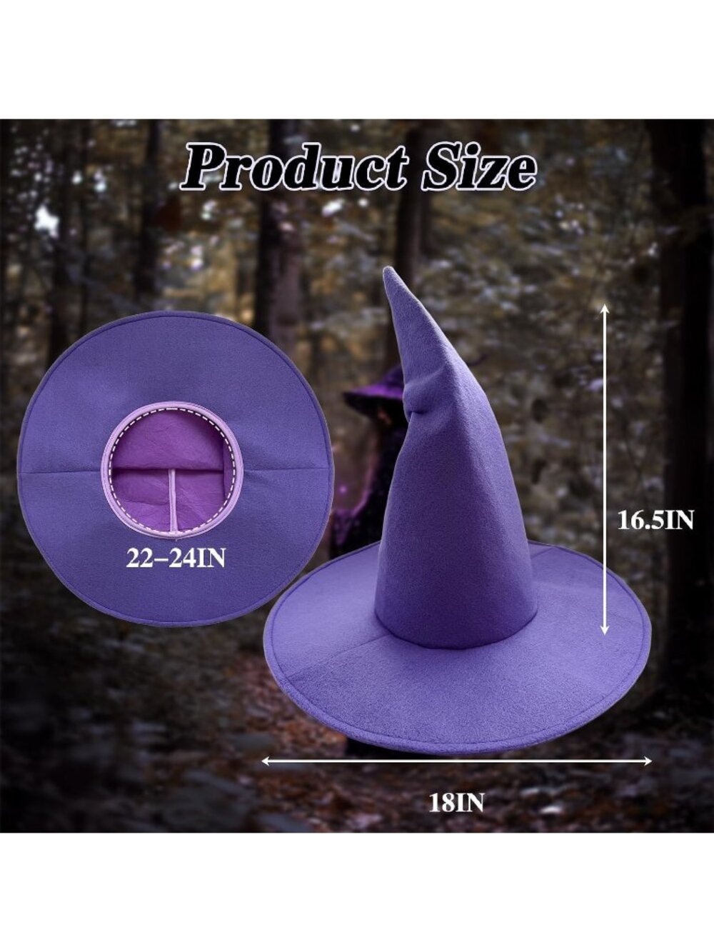 🎃Unisex Purple Cosplay Accessories Christmas Masquerade Carnivals Witch Hat - Picture 3 of 7